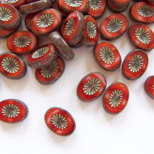 Gibigyongy.hu - Table Cut Oval 10x14 mm Coral Red Travertin