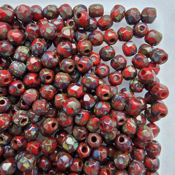 Gibigyongy.hu - Cseh Csiszolt 3 mm T93200 Opaque Red - Picasso