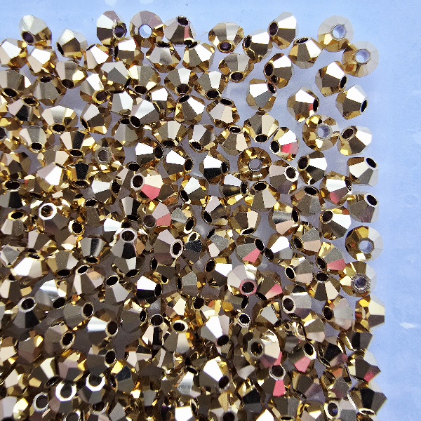 Gibigyongy.hu - PRECIOSA bicone gyöngy 3 mm Crystal Aurum Full