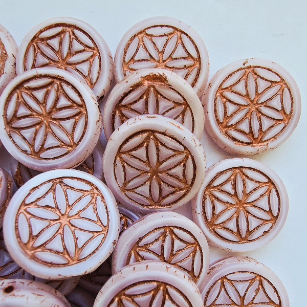 Gibigyongy.hu - Table Cut Flower of life 19x5 mm 71200-55307 Opaque Rose Copper