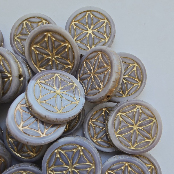 Gibigyongy.hu - Table Cut Flower of life 19x5 mm 21350-55302 Opaq Purple Gold